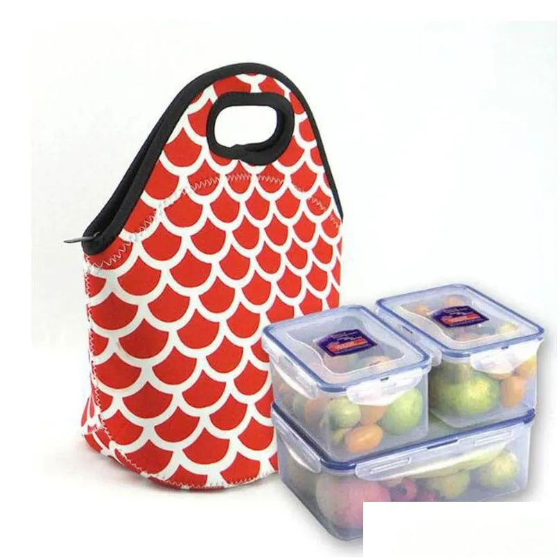 Lunch Bags Neoprene Lunch Bag Baseball Printing Waterproof Food Beverage Bento Box Tote Bags Picnic 12 Styles Home Garden Housekeeping Dhxu7