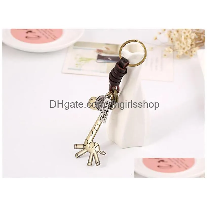 Key Rings Giraffe Key Ring Cartoon Animal Ciraffe Keychain Letter Tag I Feel About You Bag Hangs Fashion Jewelry Drop Ship Jewelry Dh9Wx