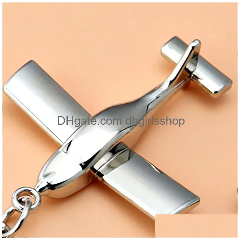 Key Rings Simple 3D Aircraft Keychain Airplane Pendant Aviation Model Ornaments Keyring Bag Hanging Fashion Jewelry Jewelry Dhbyg