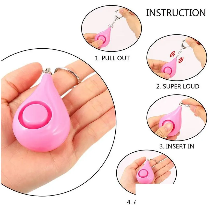 Anti-Lost Alarm Wholesale 100X Water Drop Personal Self Defense Alarm Girl Women Old Man Security Protect Alert Safety Scream Loud Key Otf0F