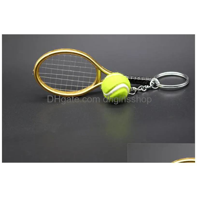 Key Rings Sport Tennis Rackets Keychain New Ball Keyring Rings Bag Hangs Woomen Men Fashion Jewelry Gift Jewelry Dhh14