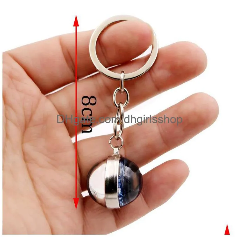 Key Rings Double Glass Ball Universe Star Keychain Solar Moon Keyring Key Holders Bag Hangs Fashion Jewelry Gift Will And Jewelry Dhtpn