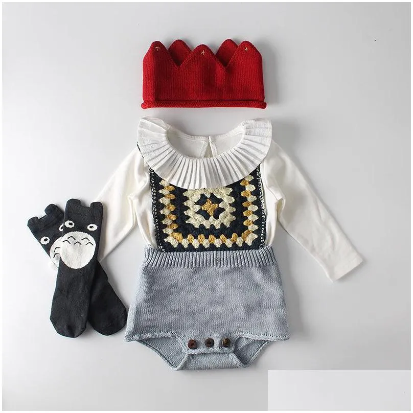 T-Shirts Baby Girt Clothing T Shirt Long Sleeve Ruffles Collar Solid Color T-Shirt For Autumn Clothe 100%Cotton Doll Baby, Kids Matern Dhyeu