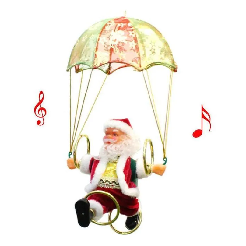 Christmas Decorations Christmas Decorations Santa Claus Figure Parachute Singing Electric Tree Hanging Ornaments Children Xmas Party G Dhivc