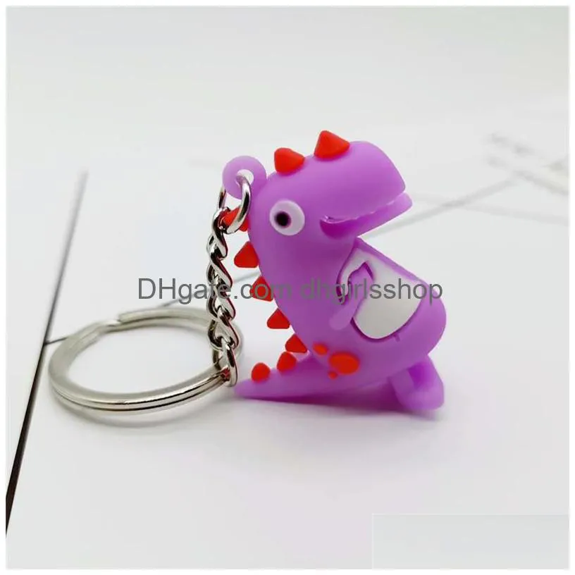 Key Rings Cartoon Dinosaur Keychain Pvc Animal Key Rings Hangbag Backpack Hangs Kids Toys Fashion Jewelry Will And Sandy Gift Jewelry Dhaih