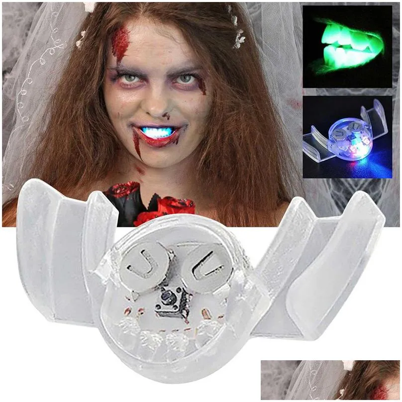 Other Festive & Party Supplies Halloween Party Tools Led Mouth Teeth Guard Glowing Flashing Braces Bracket Moutiece Carnival Novelty T Dhdmp