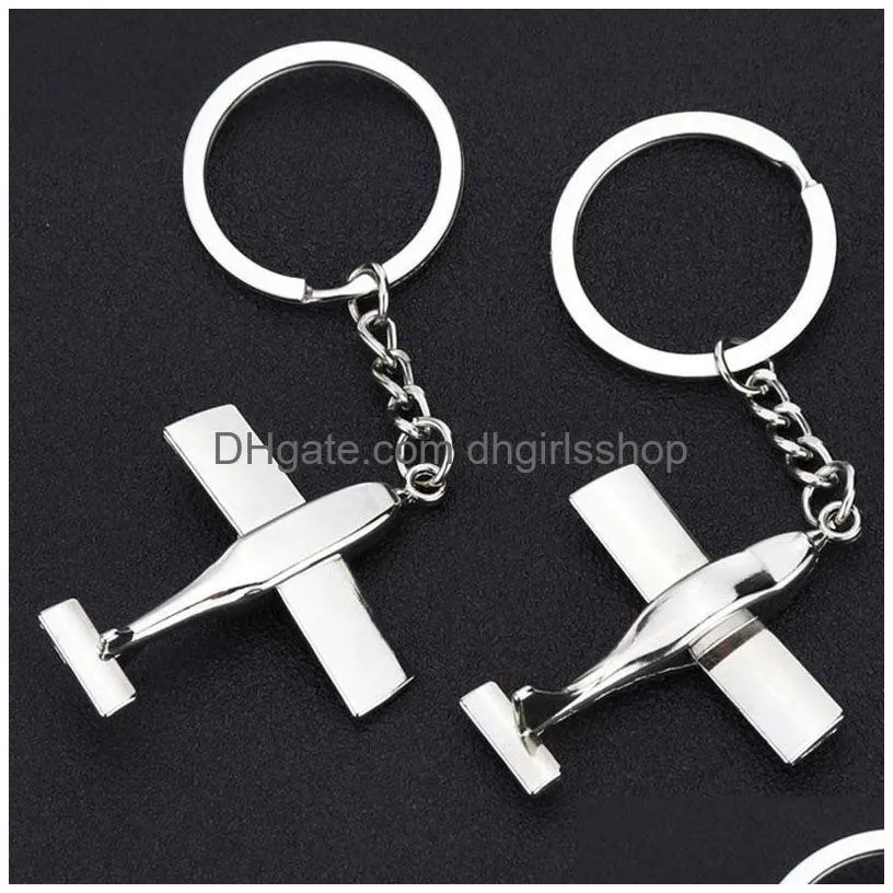 Key Rings Simple 3D Aircraft Keychain Airplane Pendant Aviation Model Ornaments Keyring Bag Hanging Fashion Jewelry Jewelry Dhbyg