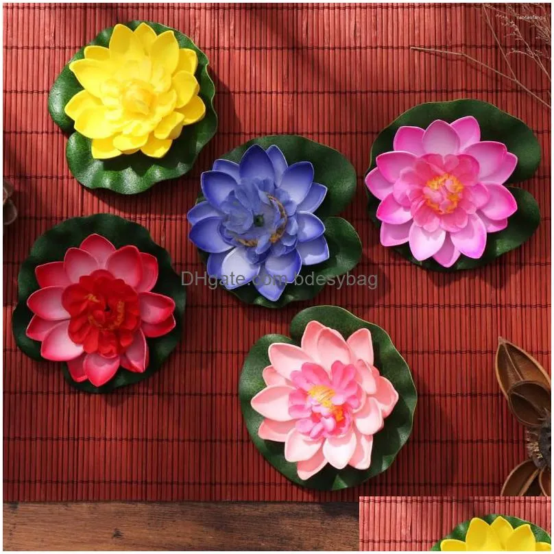 Decorative Flowers Decorations Faux Artificial Water Lily Simation Flower Pool Party Dhljr