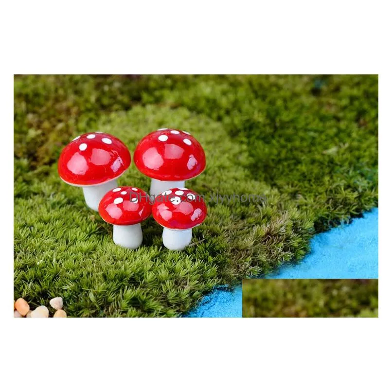 Garden Decorations Artificial Colorf Mini Mushroom Fairy Garden Miniatures Gnome Moss Terrarium Decor Plastic Crafts Bonsai Home For D Dhr5P