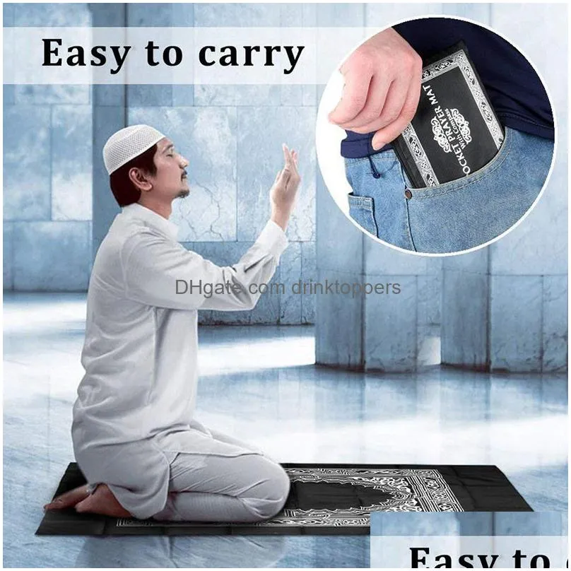 islamic prayer carpets braided mat zipper compass blankets portable travel pocket rug rectangular waterproof carpet