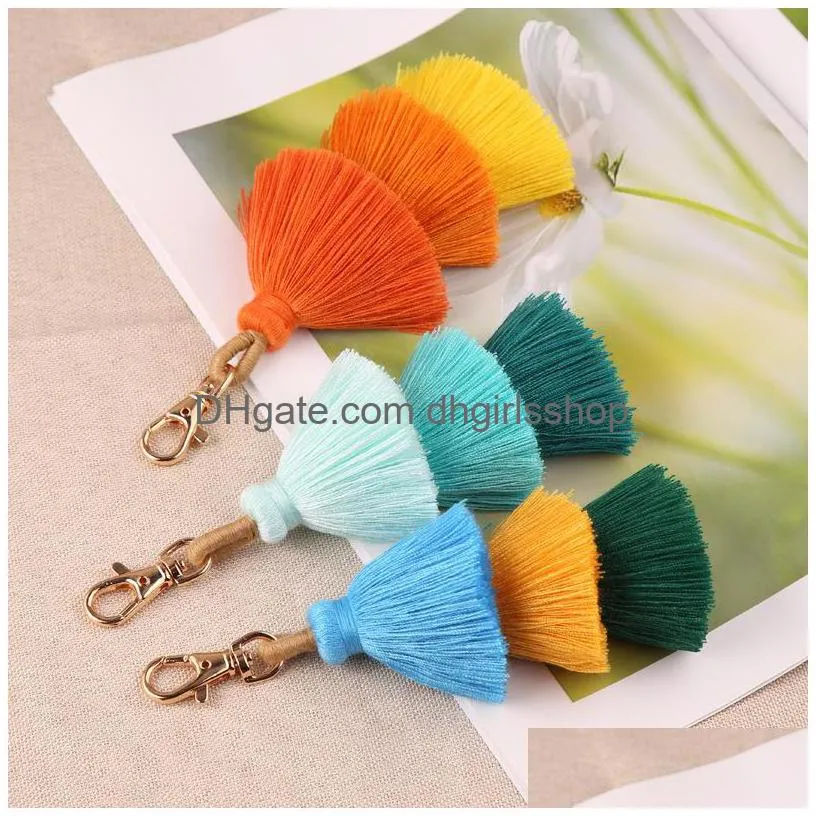 Key Rings Boho Colorf Mti Layer Tassel Bag Key Ring Handmade Charm Keychain Bags Hangs Fashion Jewelry Will And Jewelry Dh3Df