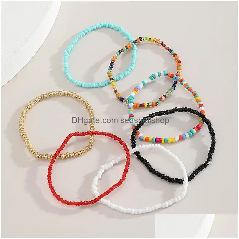 Bangle Bangle Bohemian Mti Layered Bracelets For Women Boho Glass Seed Beads Jewelry Party Gift Jewelry Bracelets Dhsh9