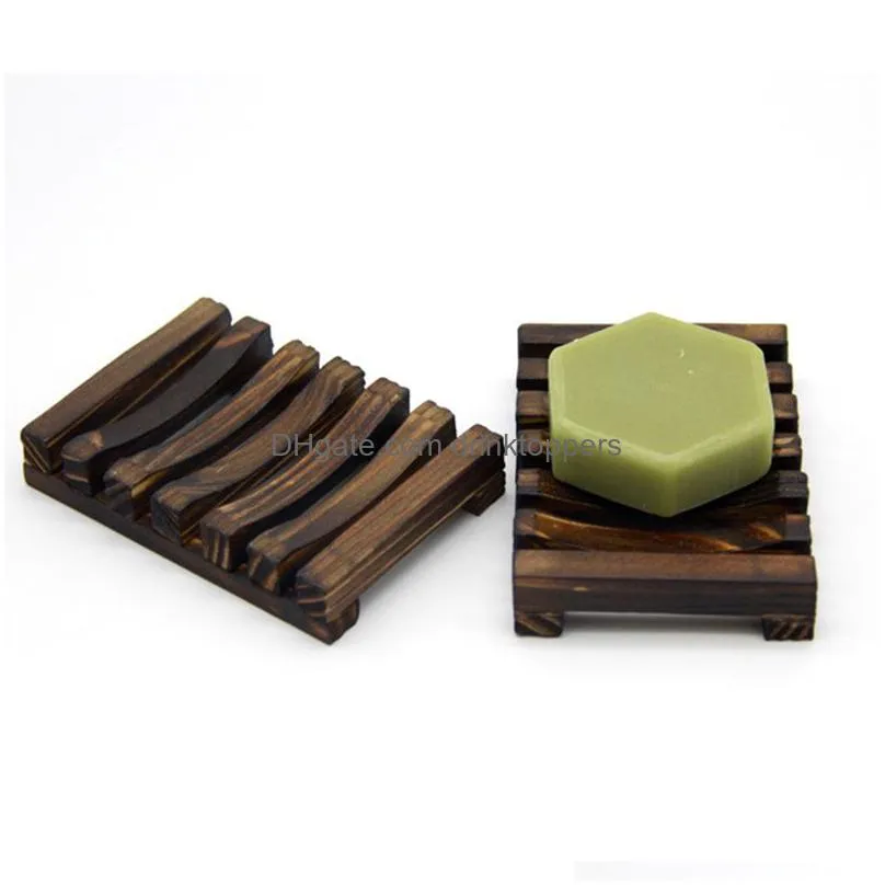 natural bamboo wooden soap dishes plate tray holders box case shower hand washing soaps holder 11.5x8x2.2cm