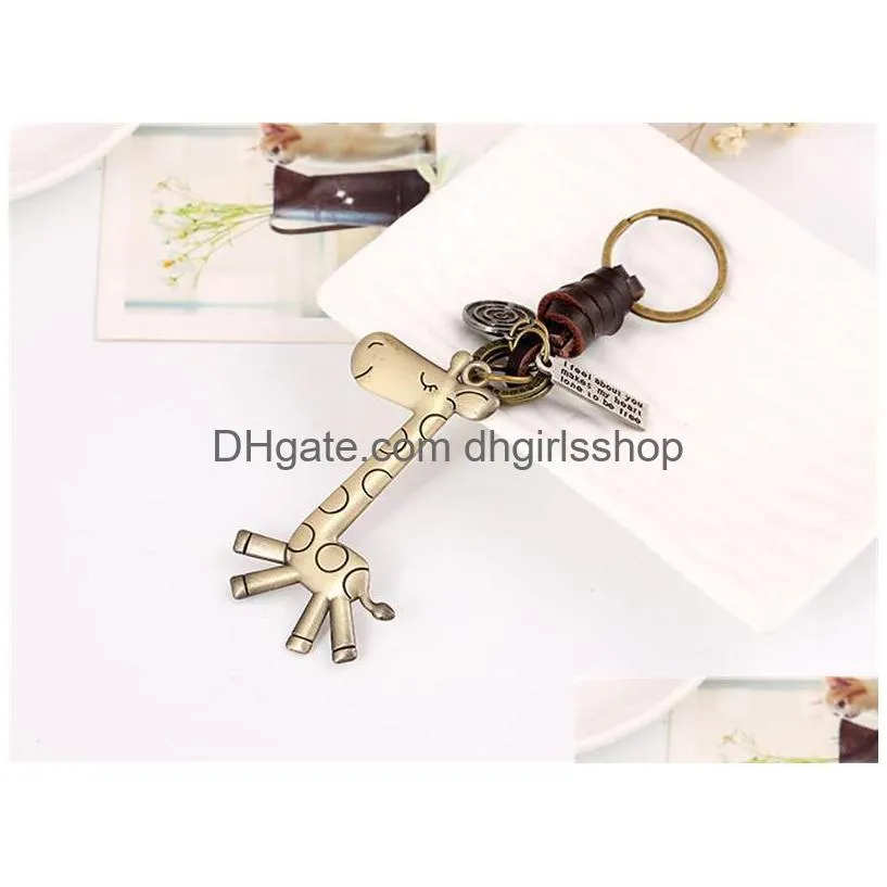 Key Rings Giraffe Key Ring Cartoon Animal Ciraffe Keychain Letter Tag I Feel About You Bag Hangs Fashion Jewelry Drop Ship Jewelry Dh9Wx