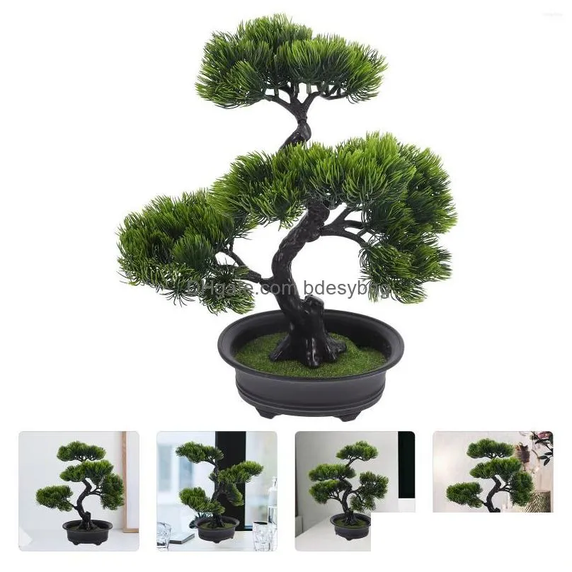 Decorative Flowers Artificial Tree Fake Decors Plants Imitation Pine Ornaments Home Indoor Cute Desk Dh2Mg