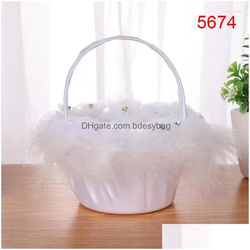 Party Decoration Western-Style Elegant Wedding Supplies Flower Basket Simation Petals Portable Home Decor-Gift Dh8Hz