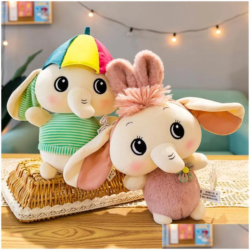 Plush Dolls 25Cm Creative Cartoon Cute Elephant Plush Doll Toy Elephantplush Pillow Boy Girl Birthday Gift Factory Wholesale Toys Gift Dhmpu