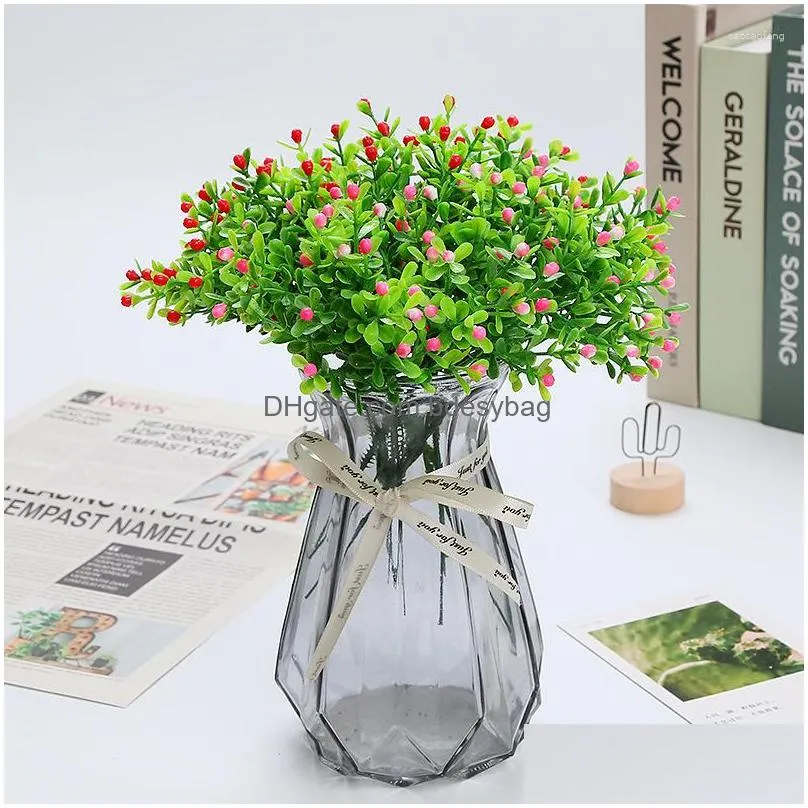 Decorative Flowers Holding Small Wild Fruit Wedding Supplies Deco Simation Milan Grass 1 Branches Bouquet Artificial Home Decoration Dha3C
