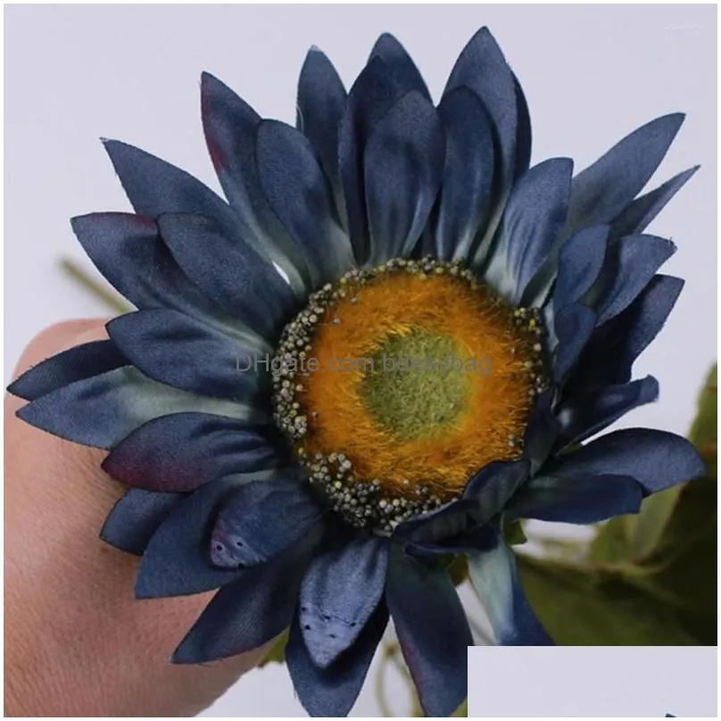 Decorative Flowers 13 Heads Artificial Fake Sunflowers Plastic Plants Wedding Garden Decoration Bouquet Flower Dhypo