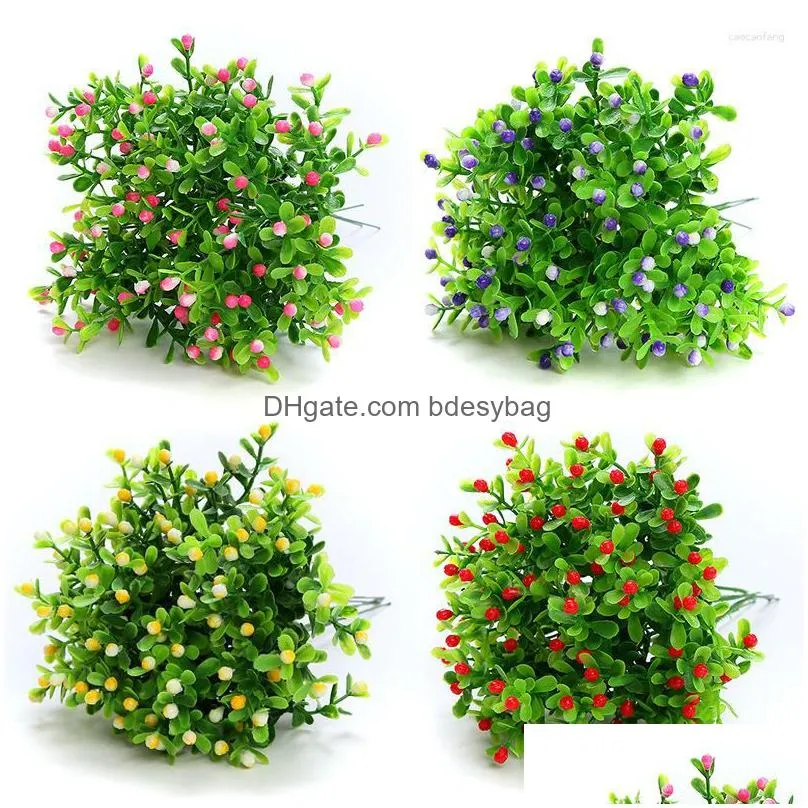 Decorative Flowers Holding Small Wild Fruit Wedding Supplies Deco Simation Milan Grass 1 Branches Bouquet Artificial Home Decoration Dha3C