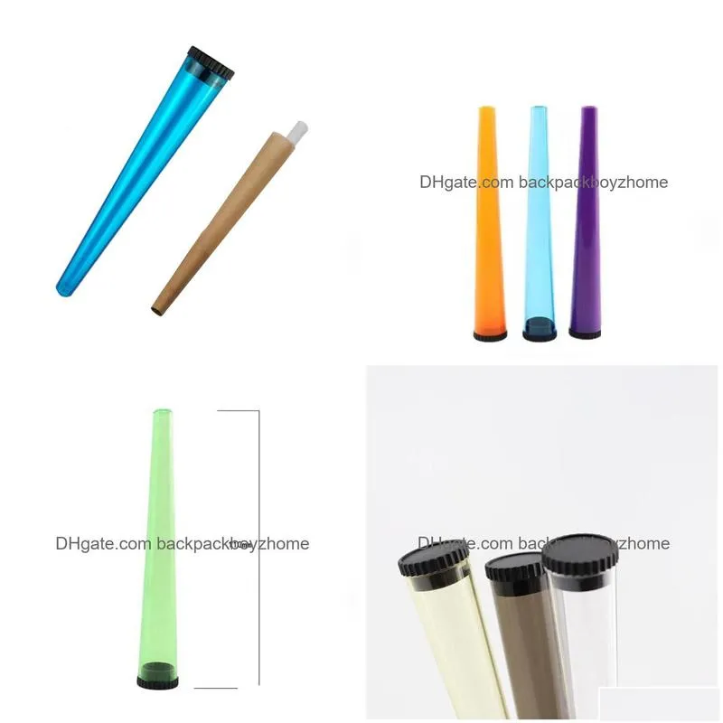 wholesale wholesale 110mm pre roll packaging plastic conical preroll doob tube joint holder smoking cones clear with white lid hand cigarette