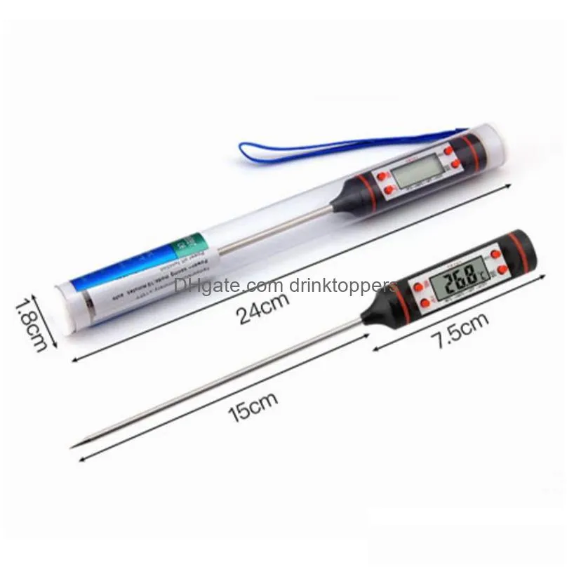 stainless steel bbq meat thermometers kitchen digital cooking food probe hangable electronic barbecue household tools