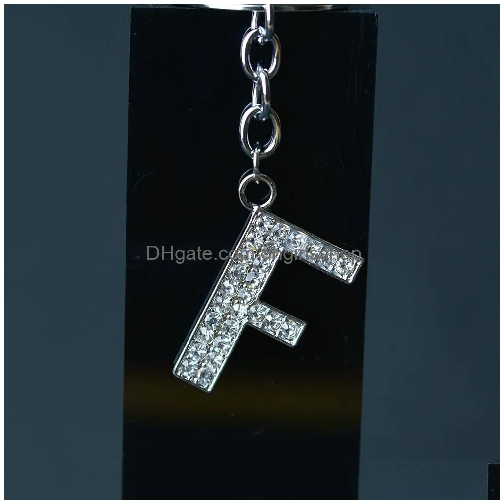 Key Rings 26 A-Z Crystal English Initial Key Rings Keychain Letter Charm Holders Handbag Pendant Fashion Jewelry Gift Will And Jewelry Dh9Rn