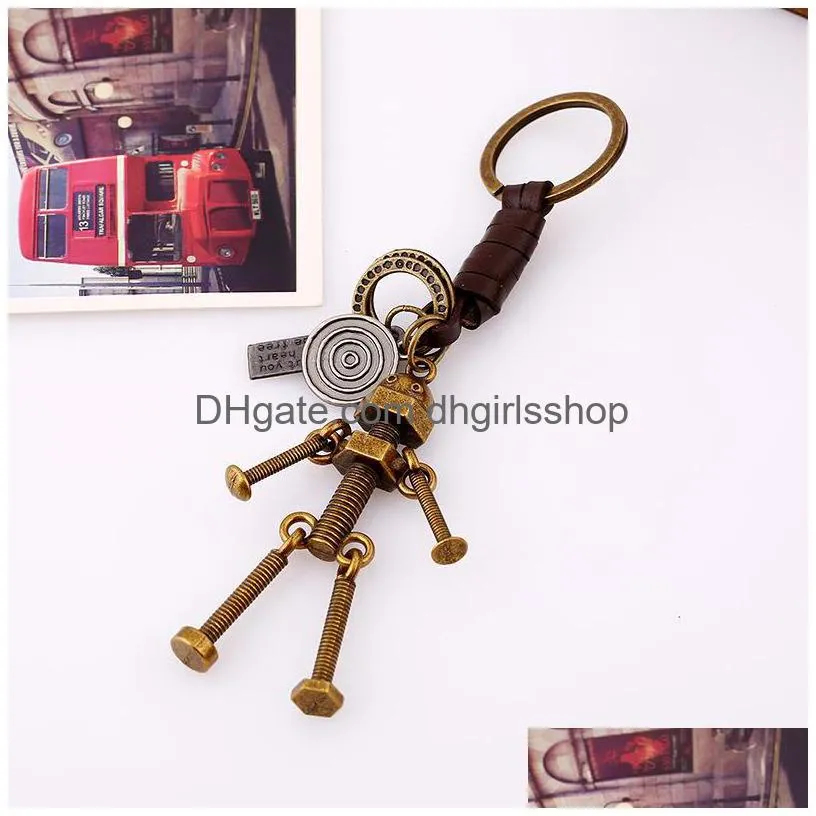 Key Rings Punk Movable Screw Bolt Robot Key Ring Bronze Keychain Bag Hangs Holders Fashion Jewelry Will And Jewelry Dhmrt