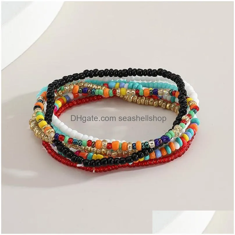 Bangle Bangle Bohemian Mti Layered Bracelets For Women Boho Glass Seed Beads Jewelry Party Gift Jewelry Bracelets Dhsh9