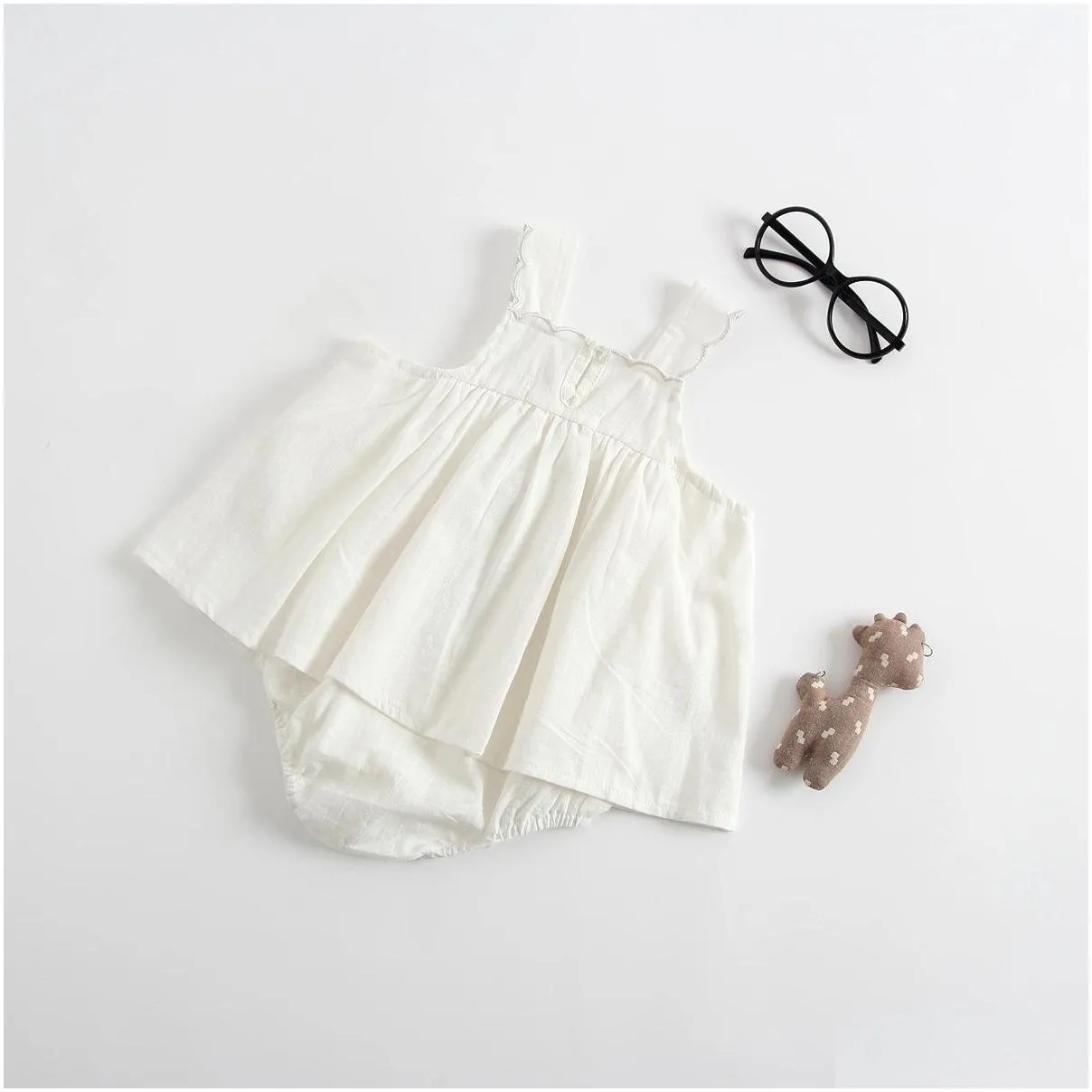 Girl`S Dresses Selling 2 Color Ins New Style Baby Kids Solid Lace Collar Romper High Quality Cotton Summer Addhat Baby, Kids Maternity Dht8V
