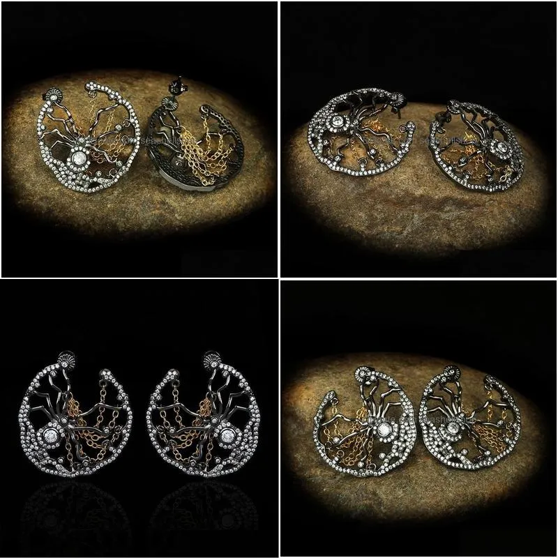 Stud Stud Earrings Exaggerated Spider Chain Hollow Gothic Style Womens Jewelry Party Earringsstud Jewelry Earrings Dhafc