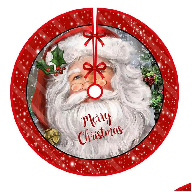 Christmas Decorations Christmas Tree Skirt Polyester 90Cm 120Cm Gnomes Santa Snowman Design Merry Party Decoration Home Garden Festive Dhjsk