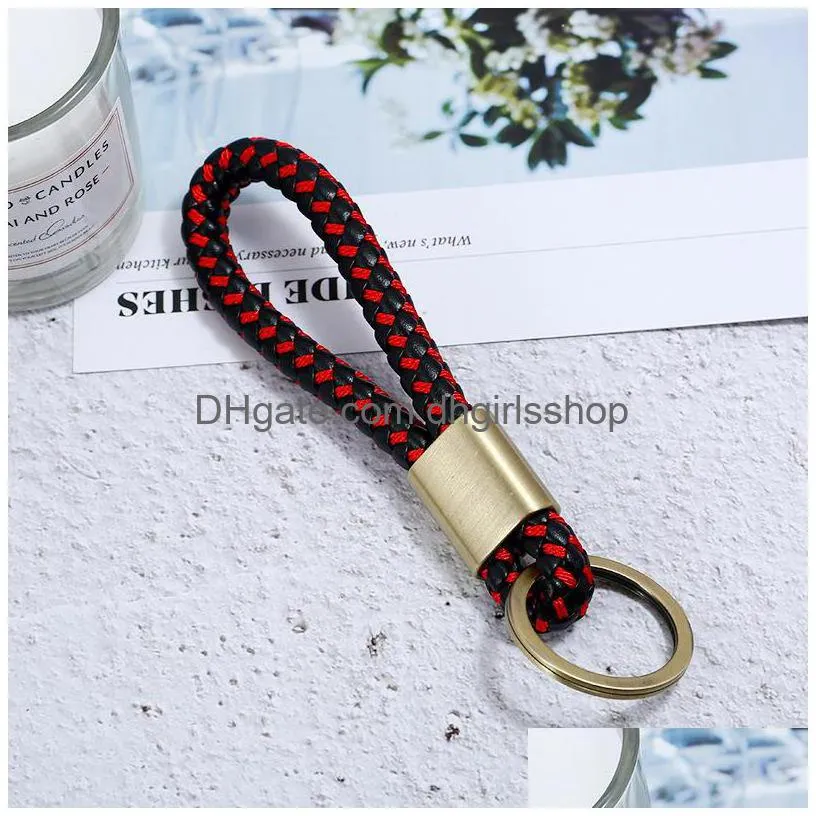 Key Rings Simple Weave Key Ring Ancient Sier Bronze Rings Keychain Bag Hangs For Women Men Fashion Jewelry Will And Sandy Black Red Bl Dh0Js