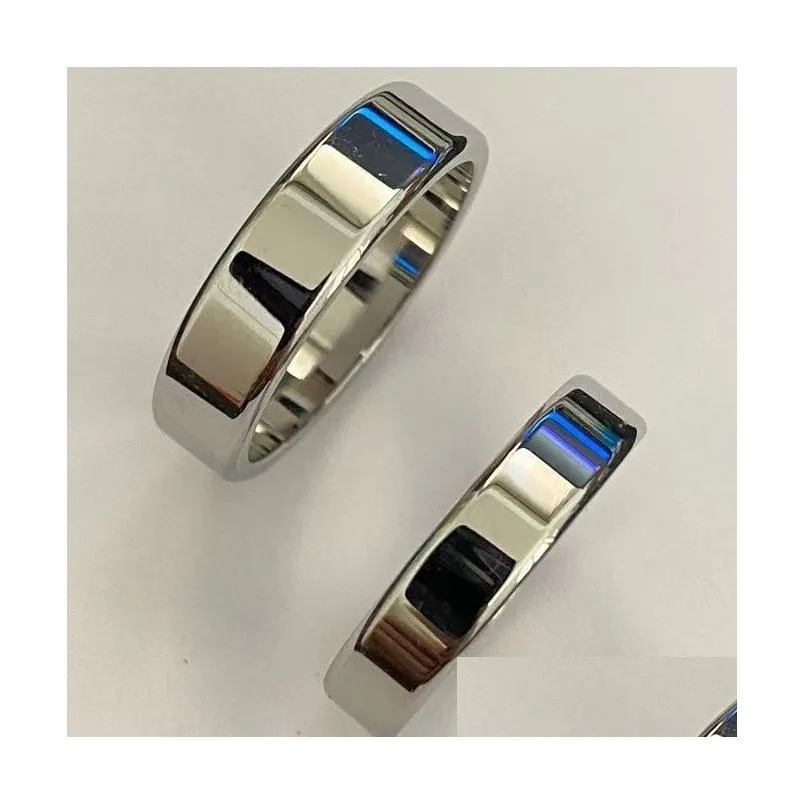 Band Rings Titanium Steel Couple Ring Simple Mens Plain Womens Tail Jewelry Gift Jewelry Ring Dhhge