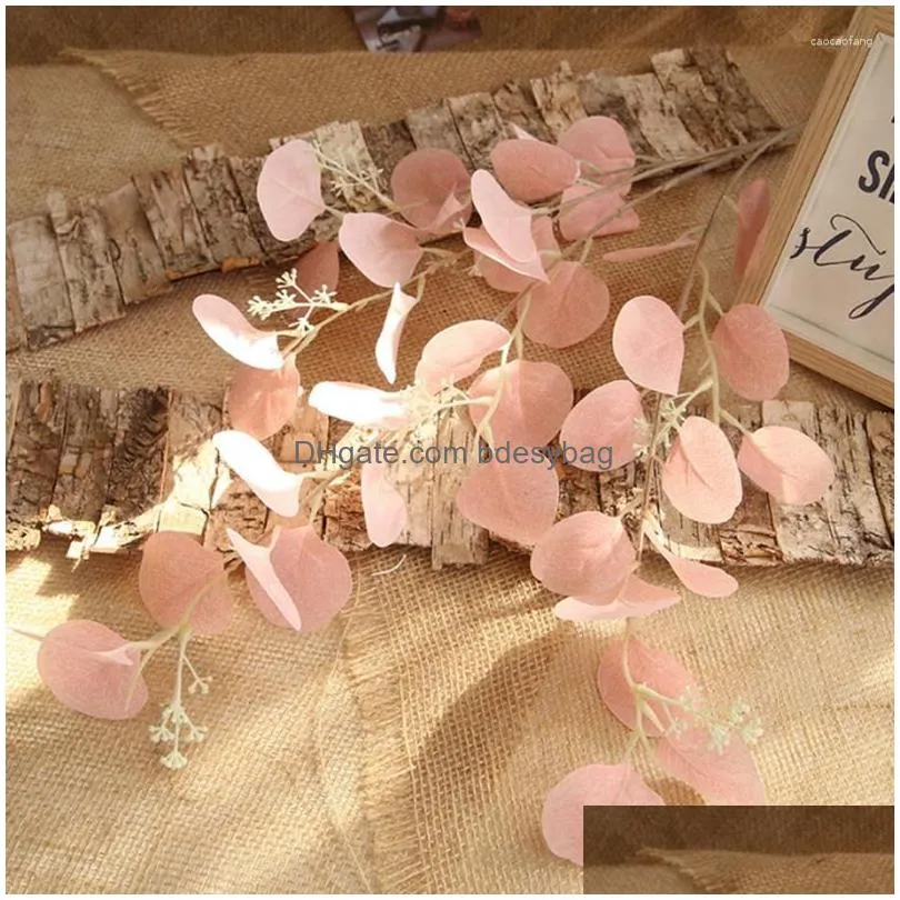 Decorative Flowers Artificial Eucalyptus Leaves Simationplastic Branch Wedding Decor Silk Flower Bouquet Accessories Green Dhxso