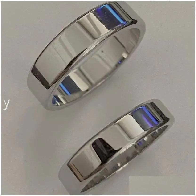 Band Rings Titanium Steel Couple Ring Simple Mens Plain Womens Tail Jewelry Gift Jewelry Ring Dhhge