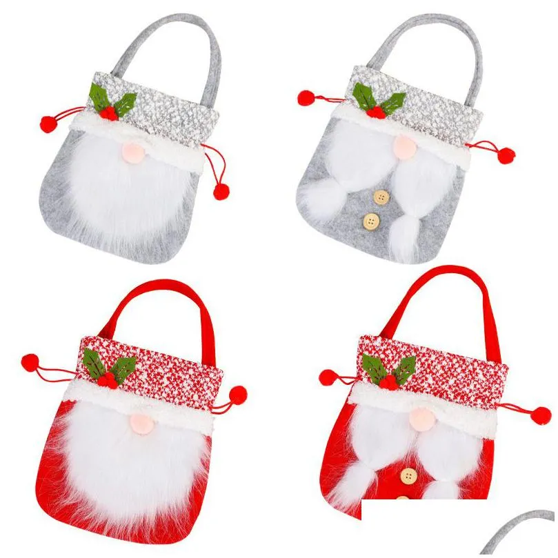 Christmas Decorations Christmas Gnomes Gift Bag Portable Treat Tote Xmas Tree Fireplace Home Office Decoration Kids Favor Toys Home Ga Dhgrh