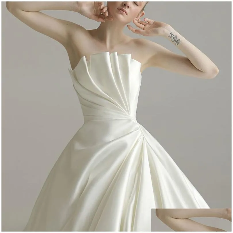 Ball Gown Wedding Dresses Dubai Satin Ball Gown Wedding Dresses 2023 Plus Size Bridal Gowns Sheer Long Train Elegant Luxury Vestido De Otmca