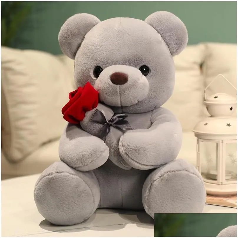 Plush Dolls Rose Teddy Bear Plush Toy Soft Doll Romantic Gift For Lover Home Decor Valentines Day Gifts Girls 23-45Cm Toys Gifts Stuff Dhlyi