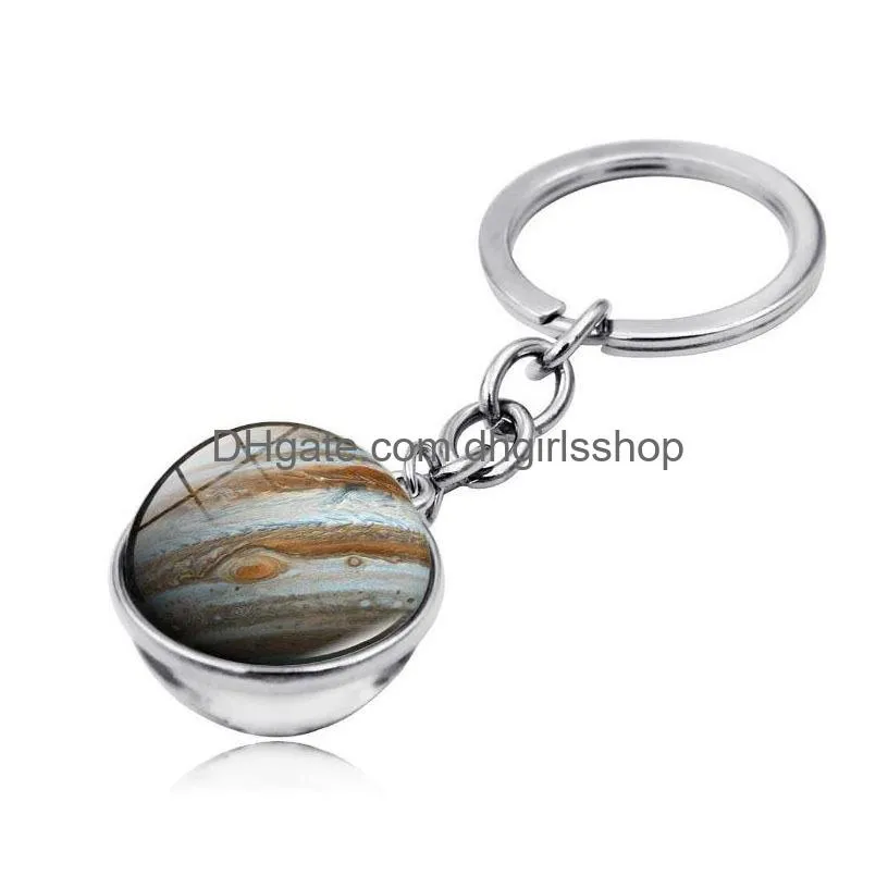 Key Rings Nine Planets Planet Time Gem Keychain Glass Cabochon Ball Pendant Key Ring Handbag Hangs Fashion Jewelry Gift Jewelry Dhykn