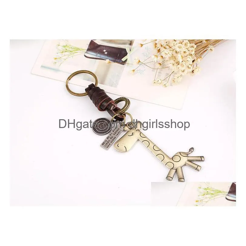 Key Rings Giraffe Key Ring Cartoon Animal Ciraffe Keychain Letter Tag I Feel About You Bag Hangs Fashion Jewelry Drop Ship Jewelry Dh9Wx