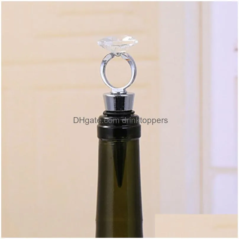 crystal diamond ring wine stoppers home kitchen bar tool champagne bottle stopper wedding guest gift gifts box packaging