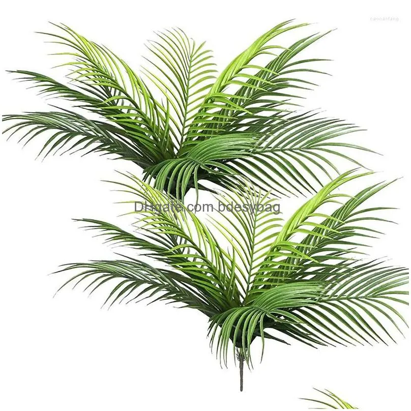 Decorative Flowers 50Cm 9 Fork Tropical Artificial Palm Tree Large Plants Leaves Fake Leafs Plastic Monstera Foliage For Office Dhwzu
