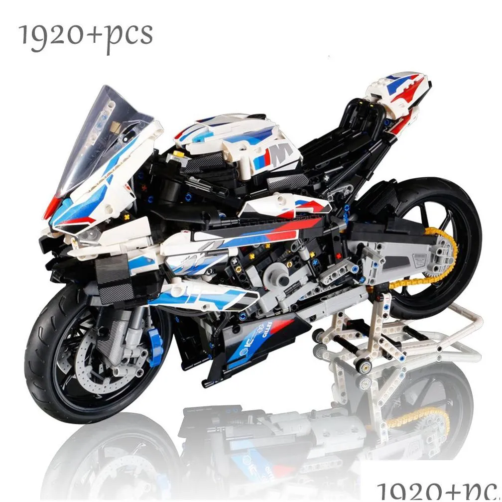 Blocks Blocks Bm1920Pcs Technical Motorcycle M1000 Rr Toys Model Vehicle Racing Car Building Block Bricks Moc 42130 Motorbike Gifts 23 Otgfa