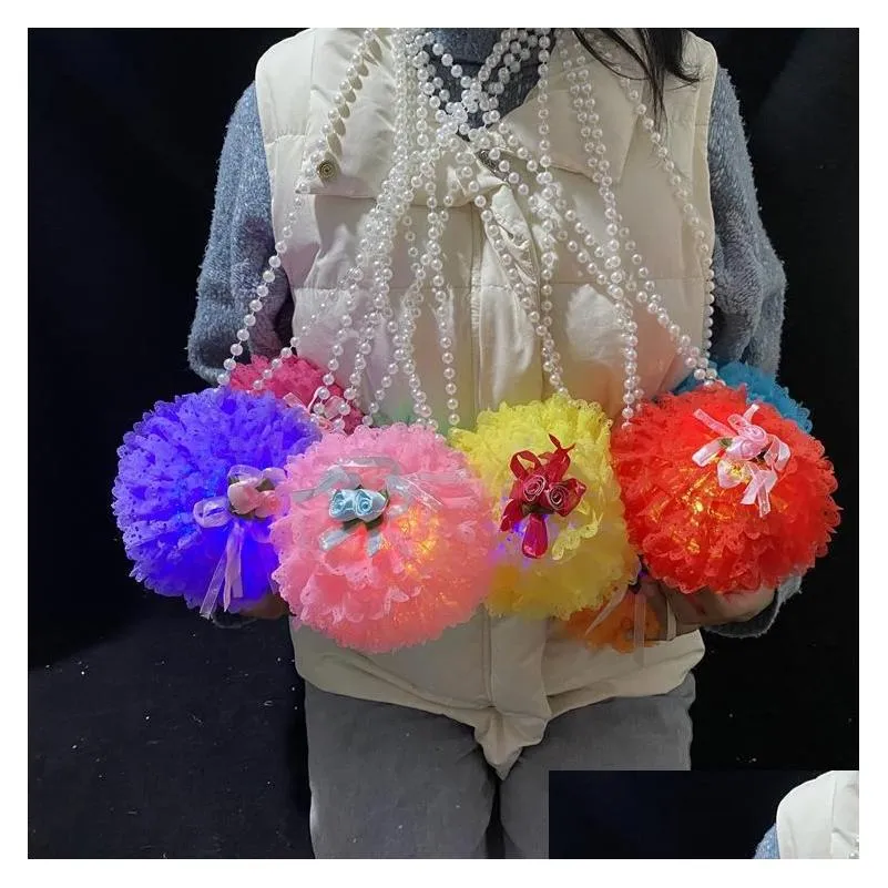 Party Decoration Party Decoration Girls Lace Led Blinking Light Up Luminous Shoder Bag Toy Cute Handbag Kids Birthday Gifts Glow Suppl Dhews