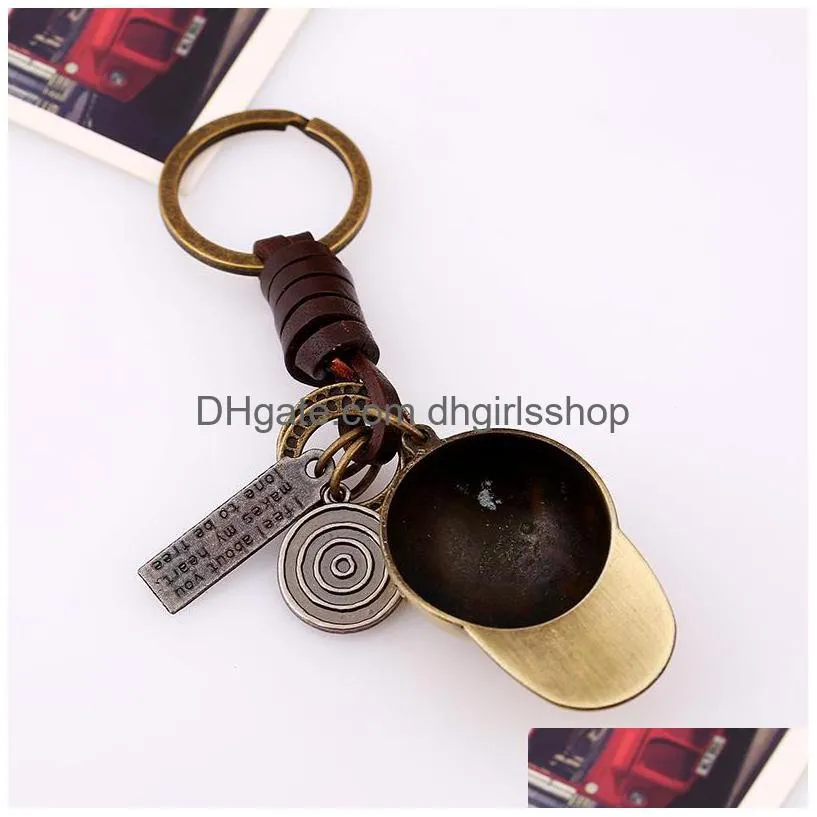 Key Rings Bronze Baseball Hat Key Ring I Feel About You Cap Keychain Bag Hangs Pendant Fashion Jewelry Will And Sandy Drop Ship Jewelr Dhivg