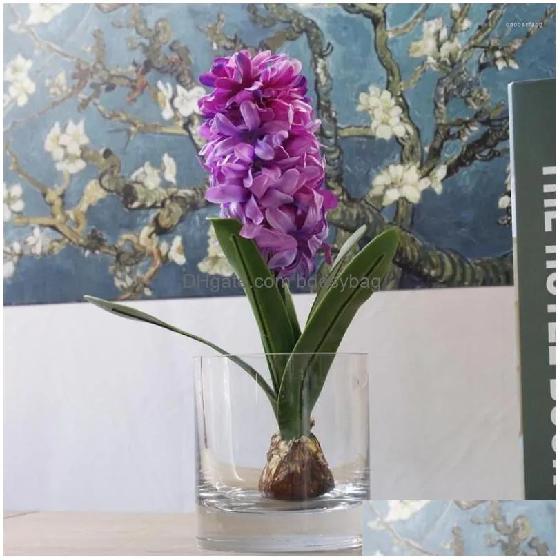 Decorative Flowers Artificial Hyacinth With Bbs Ceramics Silk Flower Simation Leaf Wedding Garden Decor Home Table Accessorie Pnts Dhbf7