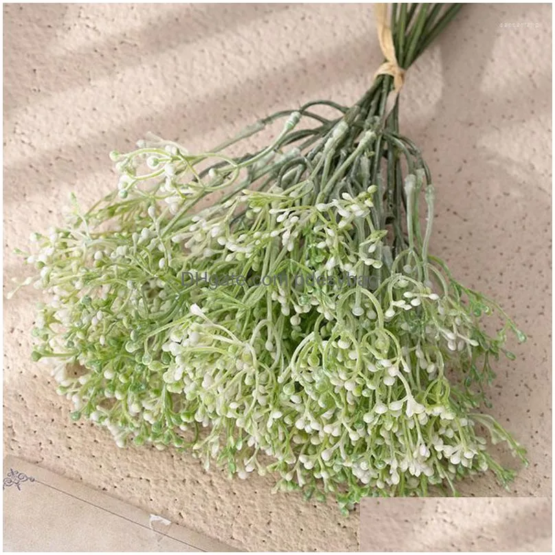Decorative Flowers Artificial Gypsophila Bean Grass Plastic Fake Green Plants For Wedding Decor Bridal Bouquet Party Home Crafts Dhsbg