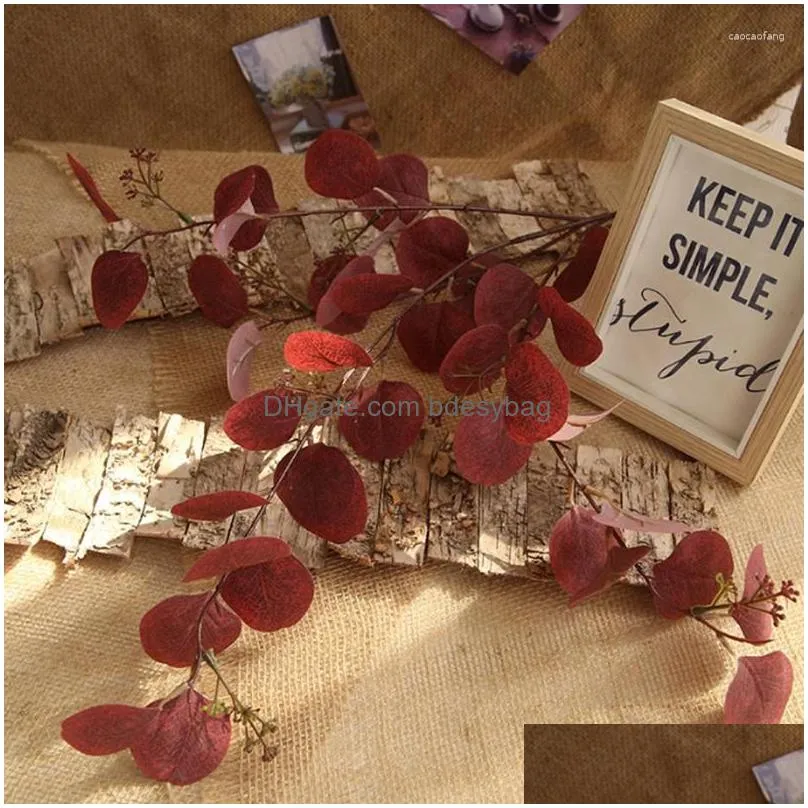 Decorative Flowers Artificial Eucalyptus Leaves Simationplastic Branch Wedding Decor Silk Flower Bouquet Accessories Green Dhxso