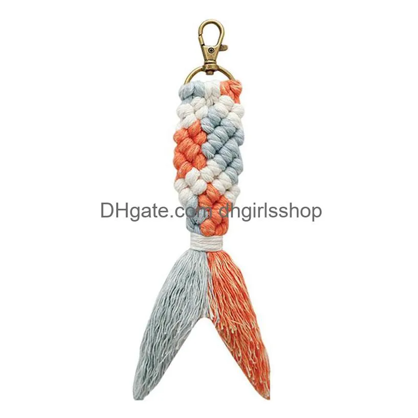 Key Rings Handwork Cotton Rope Knit Fish Mermaid Key Rings Handbag Hangs For Women Men Fashion Jewelry Will And Jewelry Dhwzj